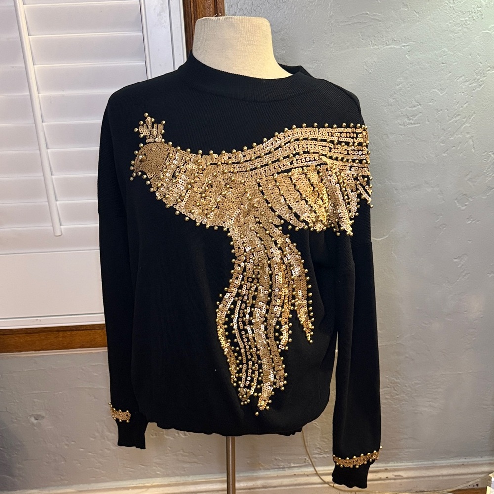 Elegant Black and Gold Sequin Set